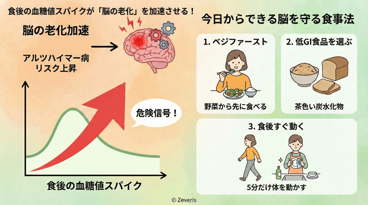 【2026年最新】ランチ後の「猛烈な眠気」は脳のSOS?食後の血糖値ケアが、未来の記憶力を守るカギだった