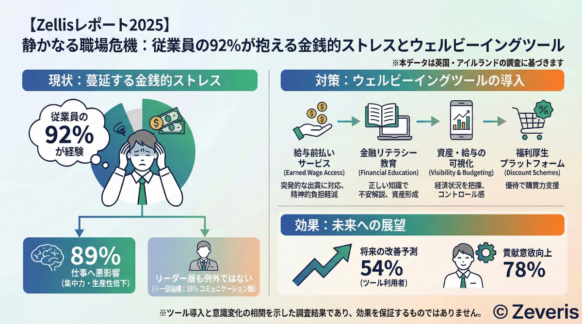 【Zellisレポート2025】従業員の92%が金銭的ストレスを抱える「静かなる職場危機」。企業が果たすべき新たな責任と具体的ツール
