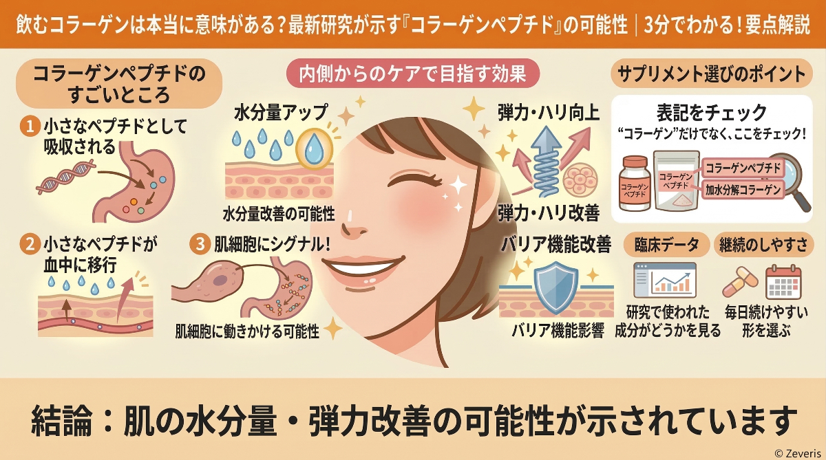 飲むコラーゲンは本当に意味がある?最新研究が示す「コラーゲンペプチド」の可能性