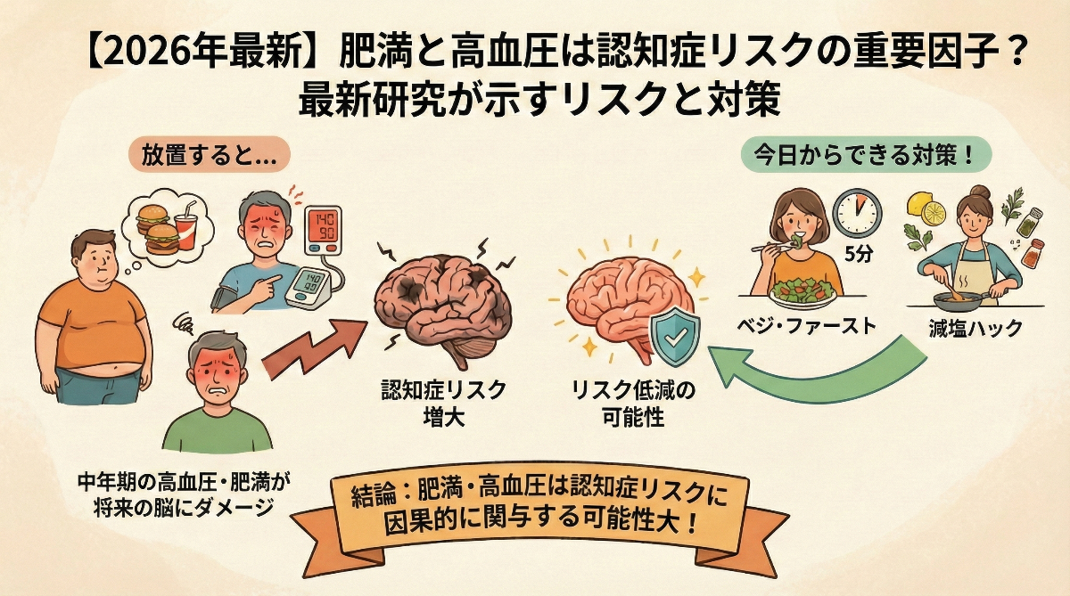 【2026年最新】肥満と高血圧は認知症リスクの重要因子?最新研究が示すリスクと対策