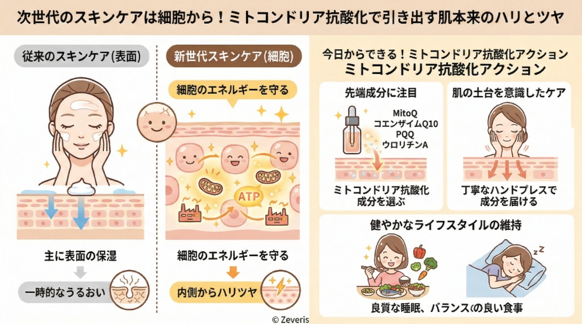 次世代のスキンケアは細胞から!ミトコンドリア抗酸化で引き出す肌本来のハリとツヤ