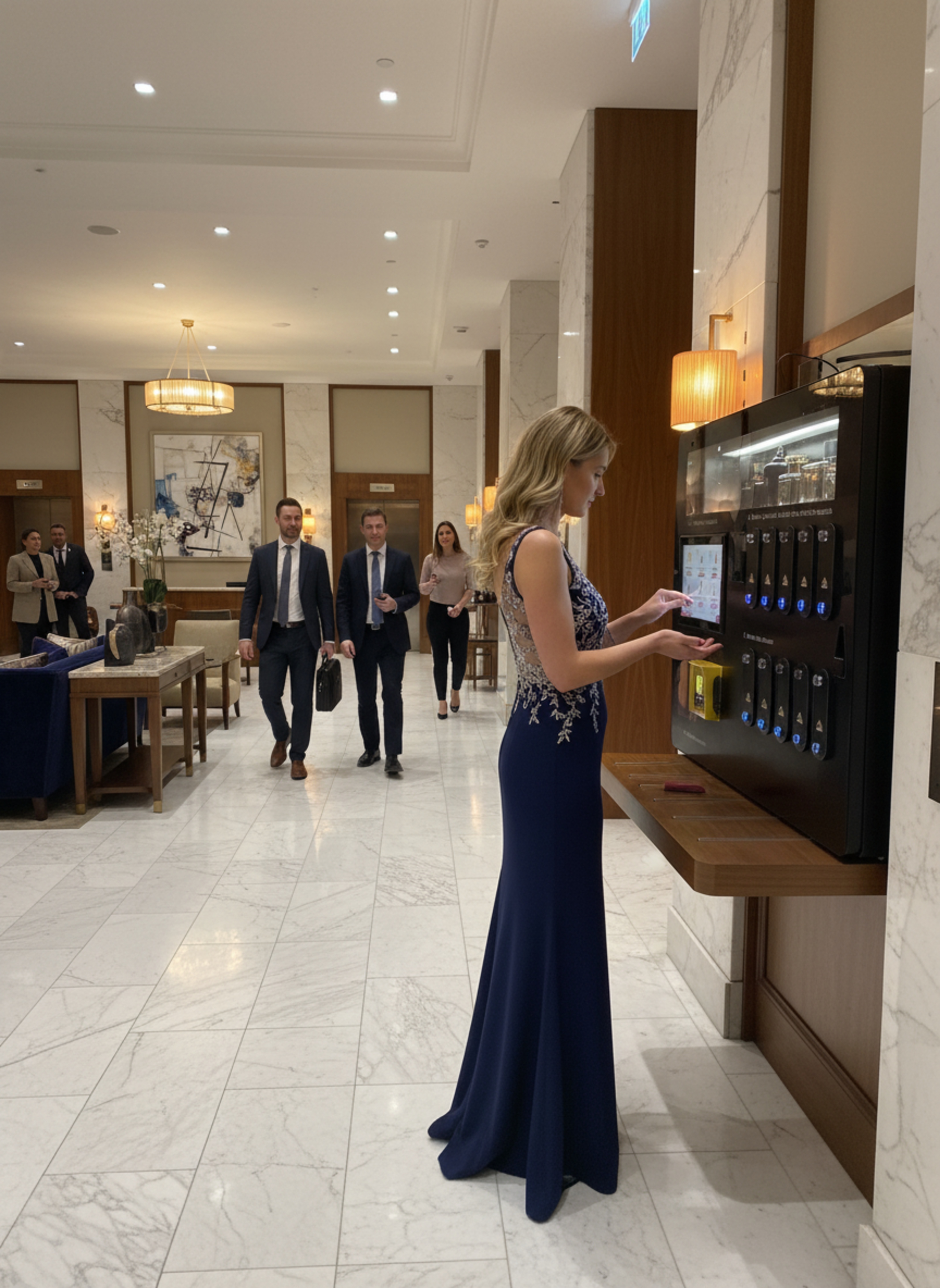 Perfume vending machine installed in luxury hotels