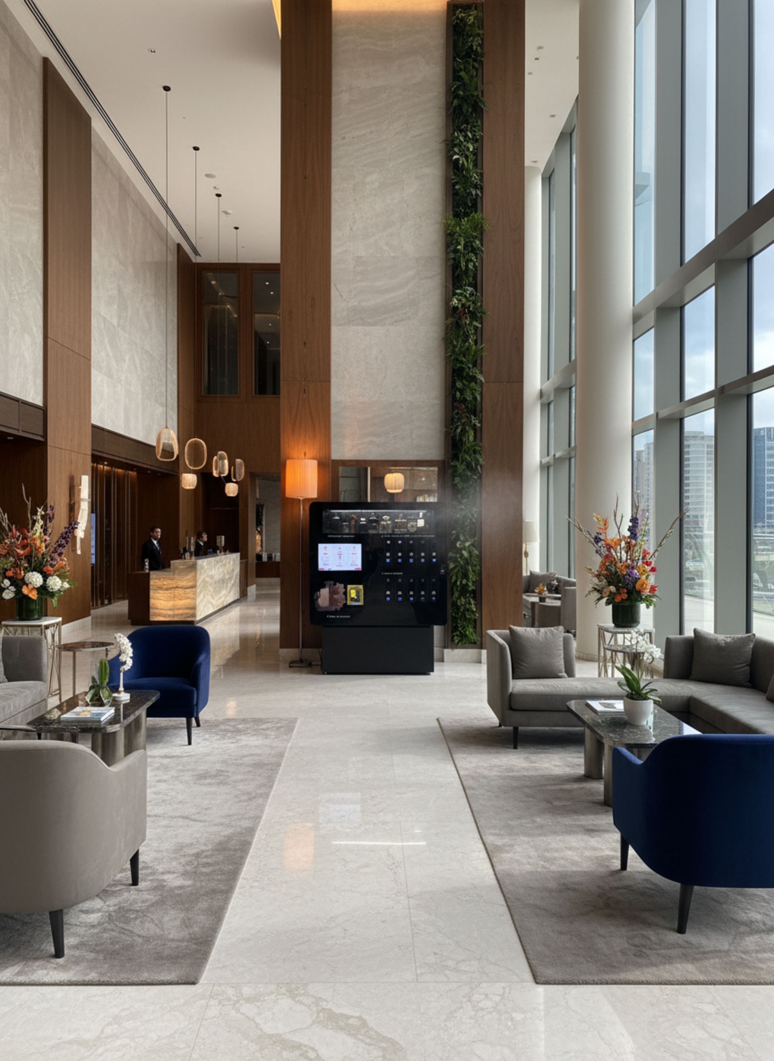 luxury perfume vending machine installed in hotel lobby