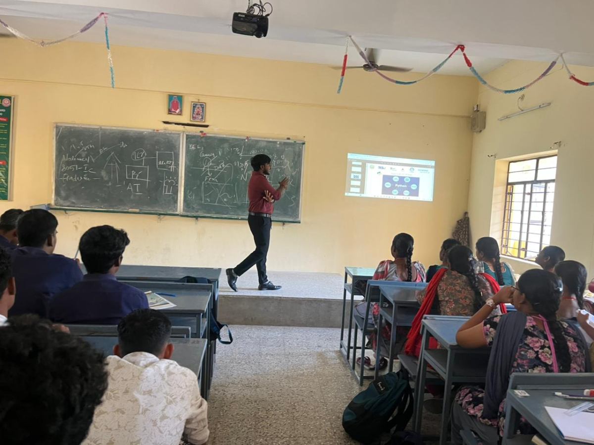 AI & Python classroom session — instructor at board