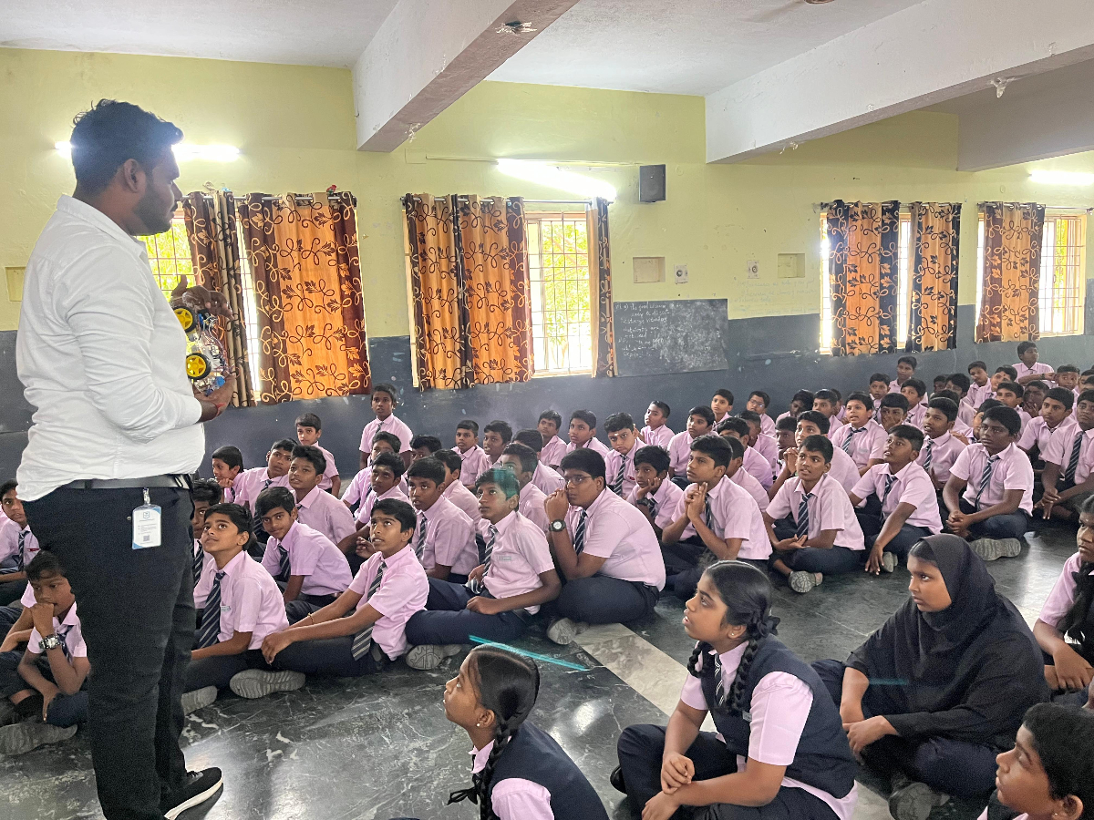 STEMForge school assembly robotics demo session