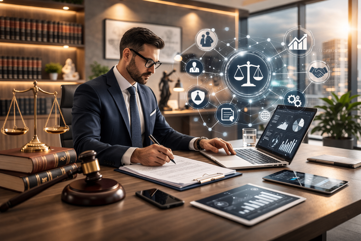 Background hero da plataforma Leads Previdenciários Brasil — sistema automatizado de geração de leads qualificados para advogados previdenciários com exclusividade por estado