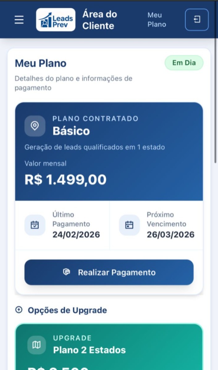 Área do Cliente no celular - 100% responsivo