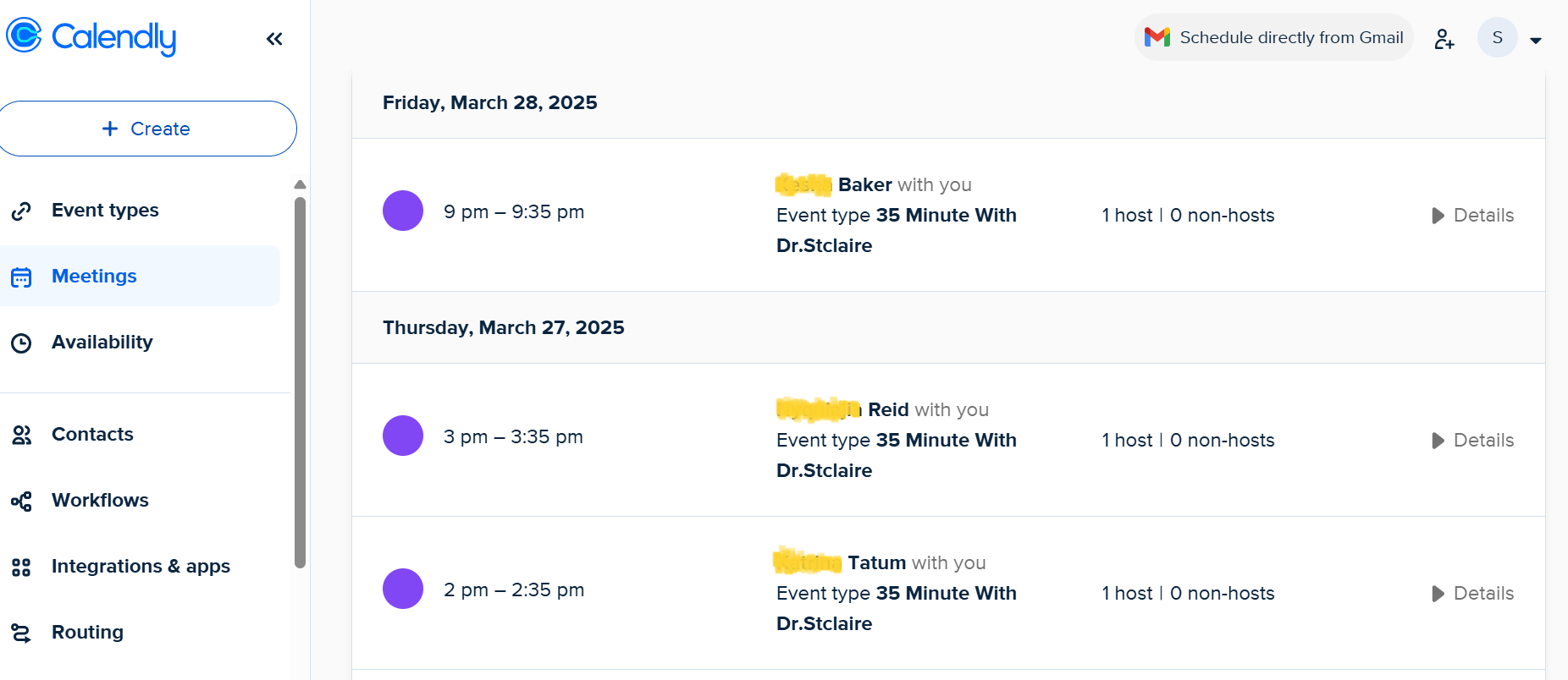 Waitlist notification showing Dr. St. Claire's coaching services are fully booked