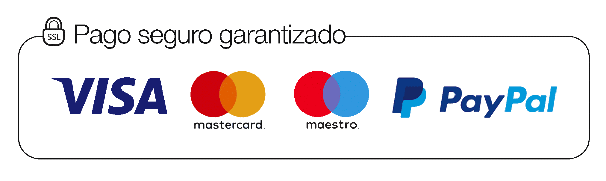Pago seguro garantizado - Visa, Mastercard, Maestro, PayPal