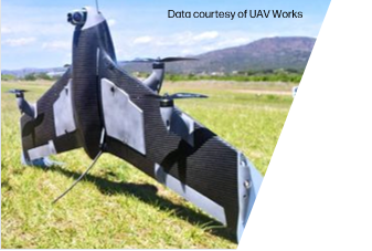 UAV Works, HP MJF로 Valaq VTOL 드론 플라잉 윙에 멀티콥터 VTOL 능력 결합