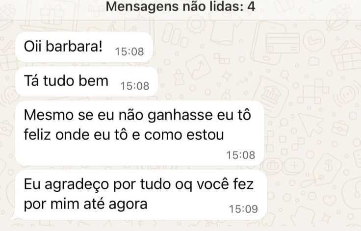 Depoimento real de cliente via WhatsApp