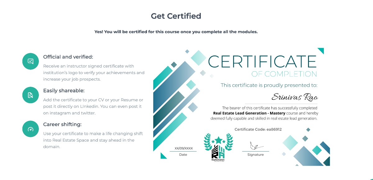 Certificate of Completion