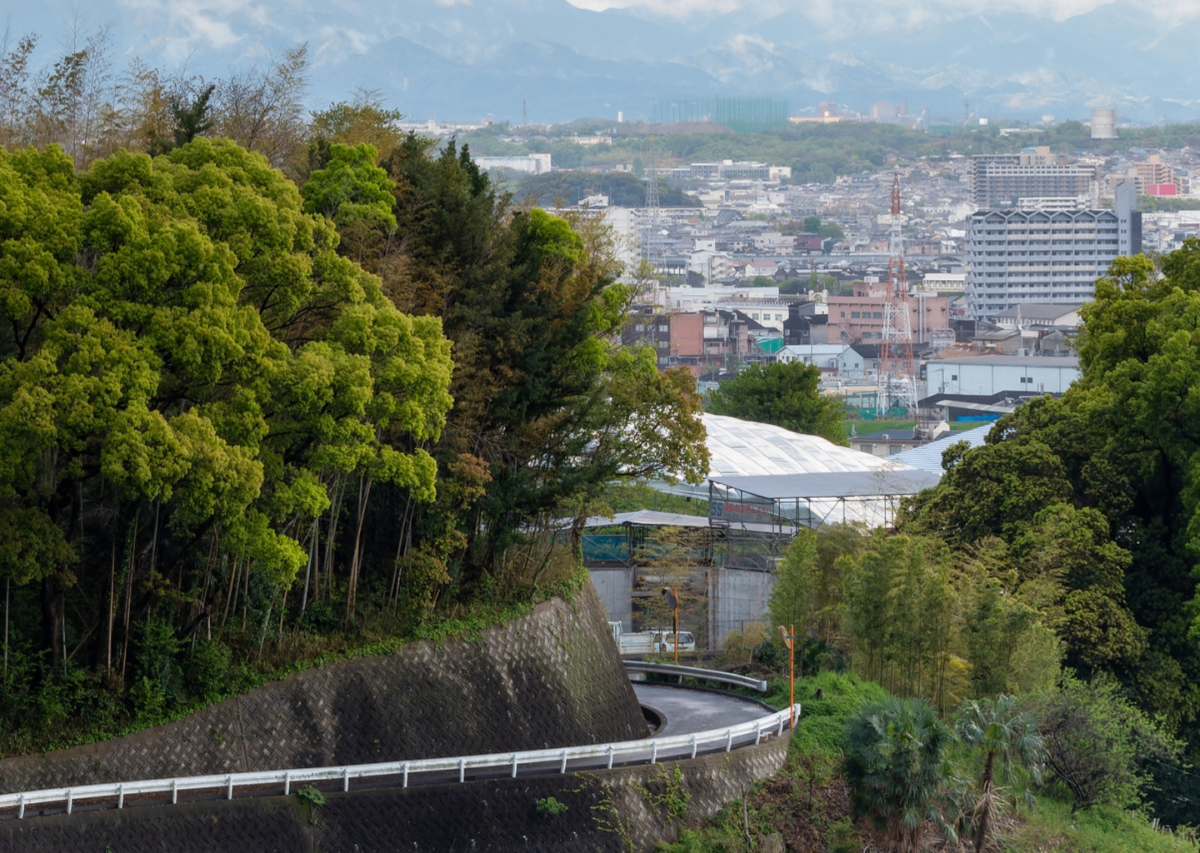 緑豊かな丘から見えるまちの風景