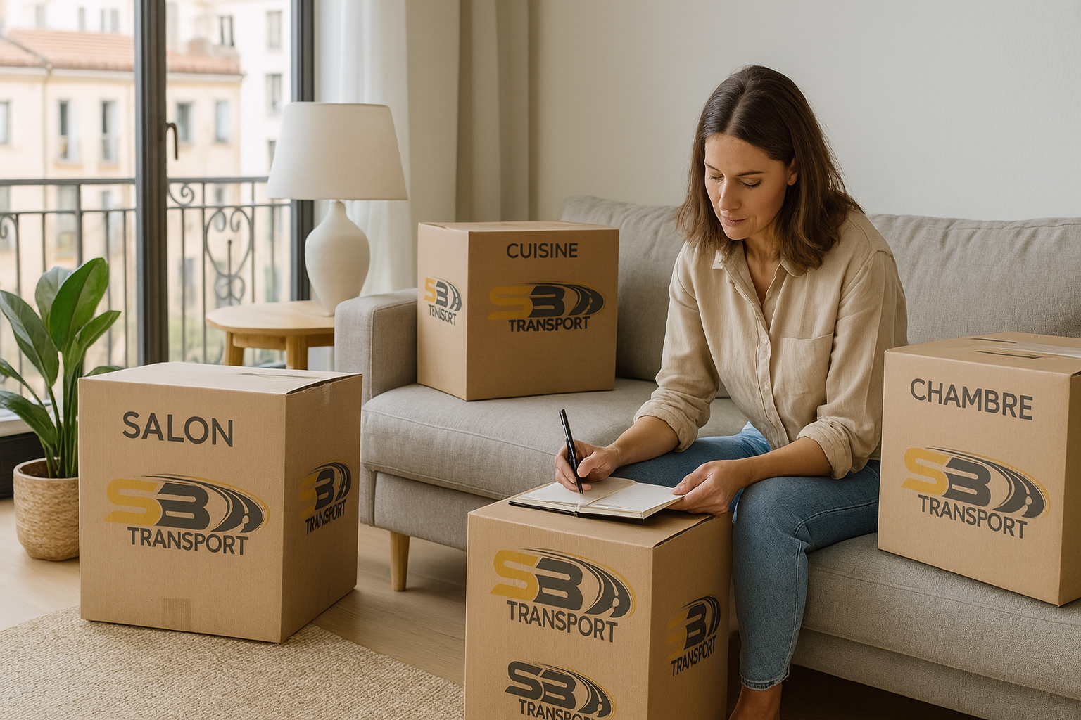 Déménagement été 2025 SB TRANSPORT avec équipe professionnelle et camion déménagement sous soleil, conseils déménagement estival Lyon