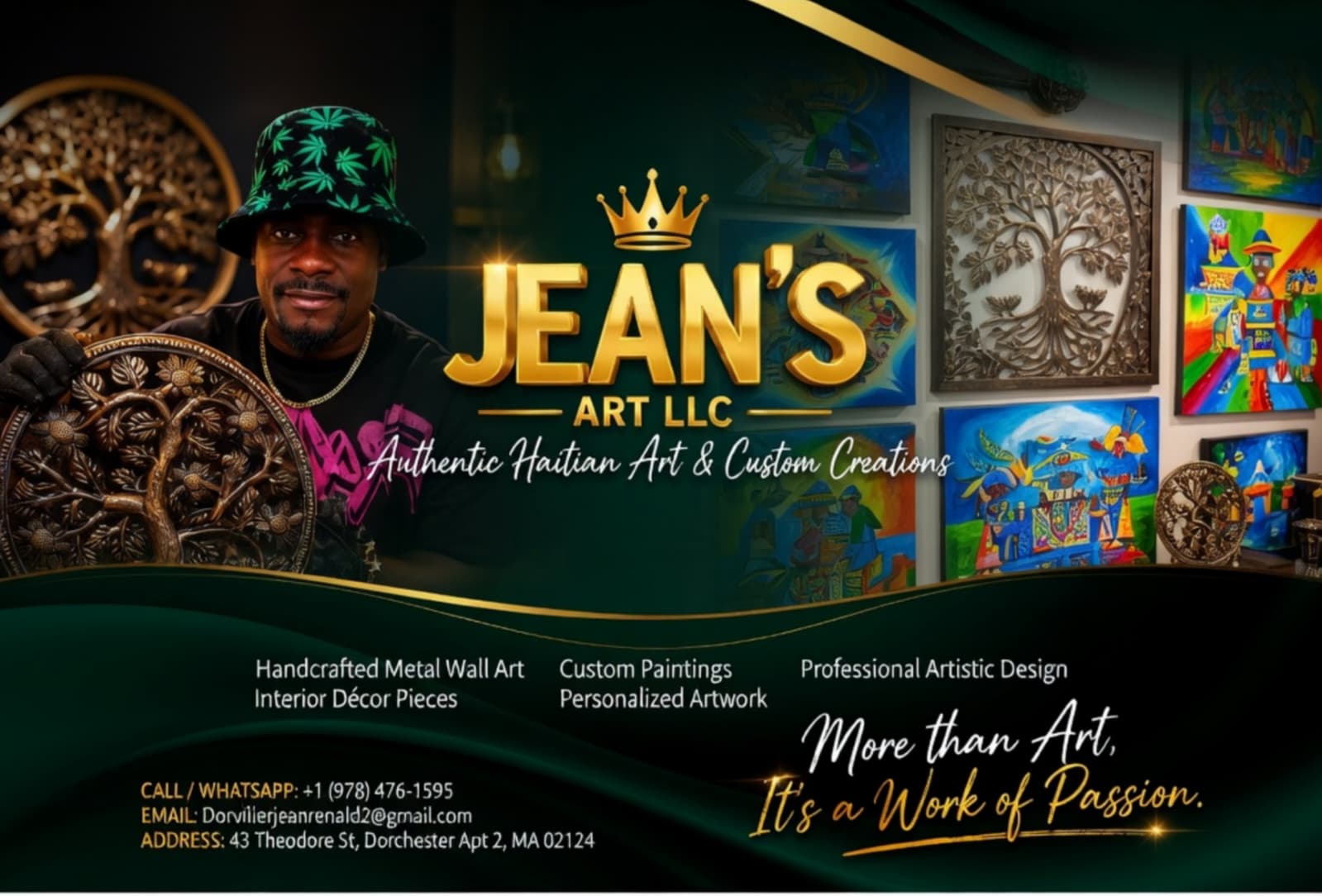 Luxury dark background with gold and emerald accents