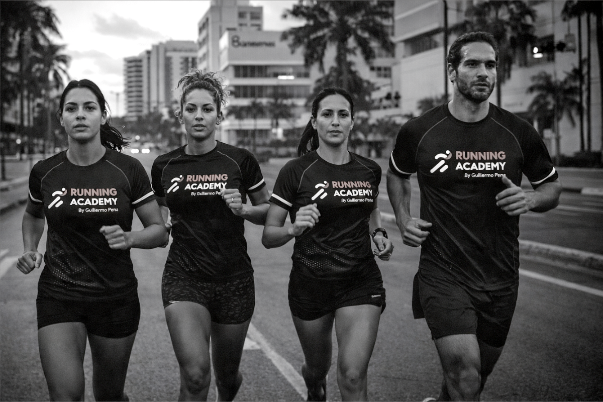 Corredores de Running Academy entrenando en la ciudad