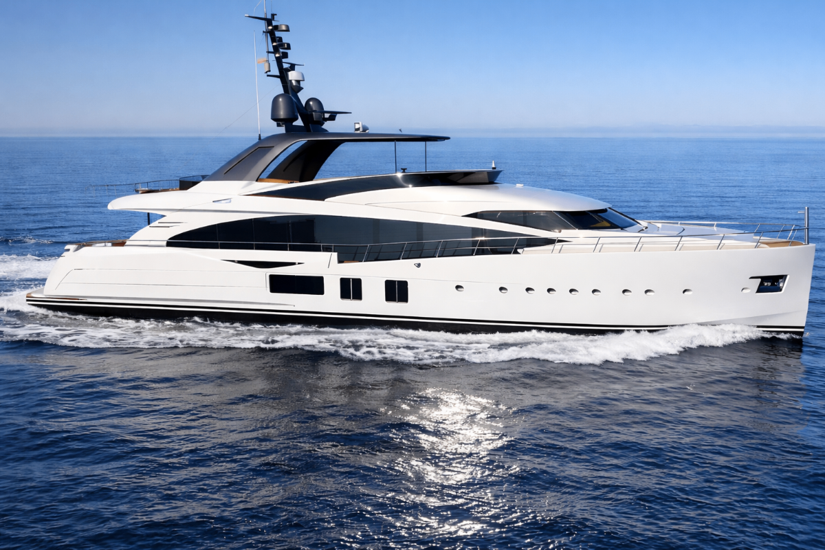 Luxury yacht cruising on calm ocean waters - Gyro-Gale Stabilizers