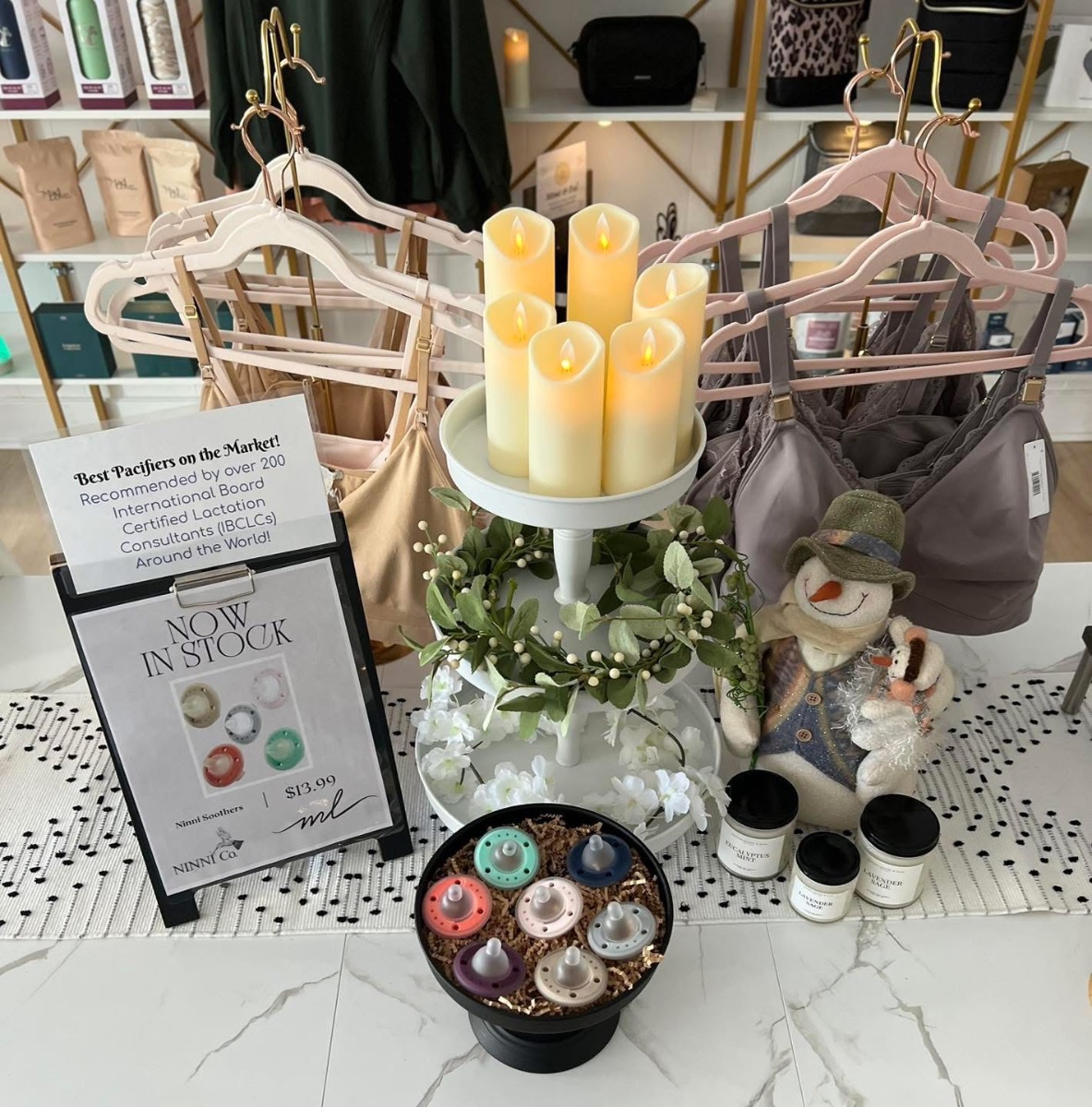 Curated breastfeeding essentials shelf