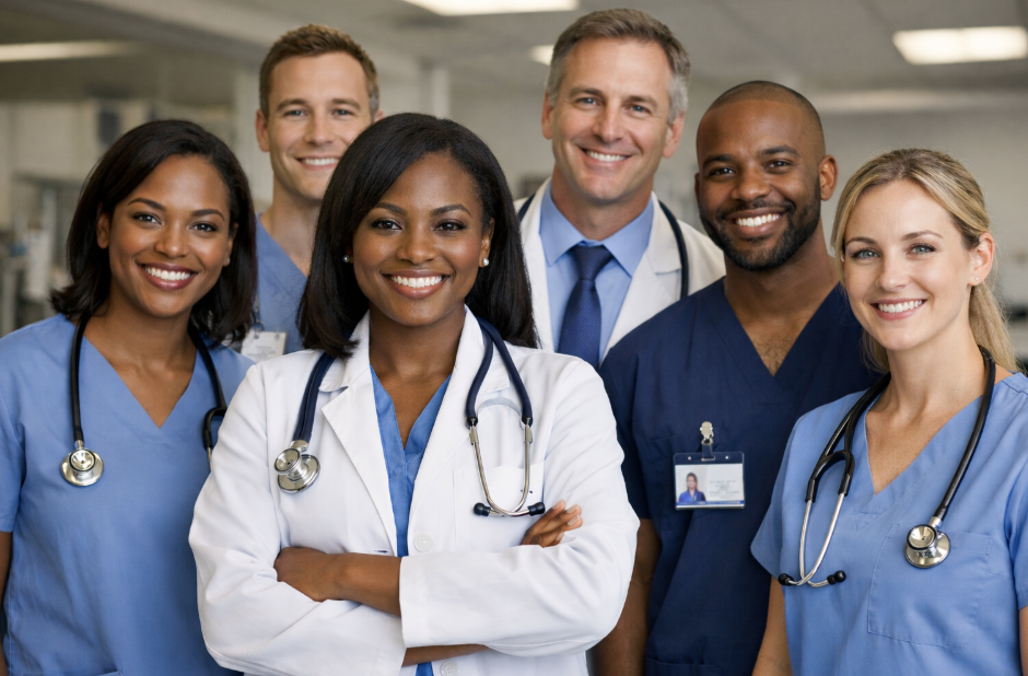 Équipe professionnels santé Montréal courtier immobilier infirmières médecins