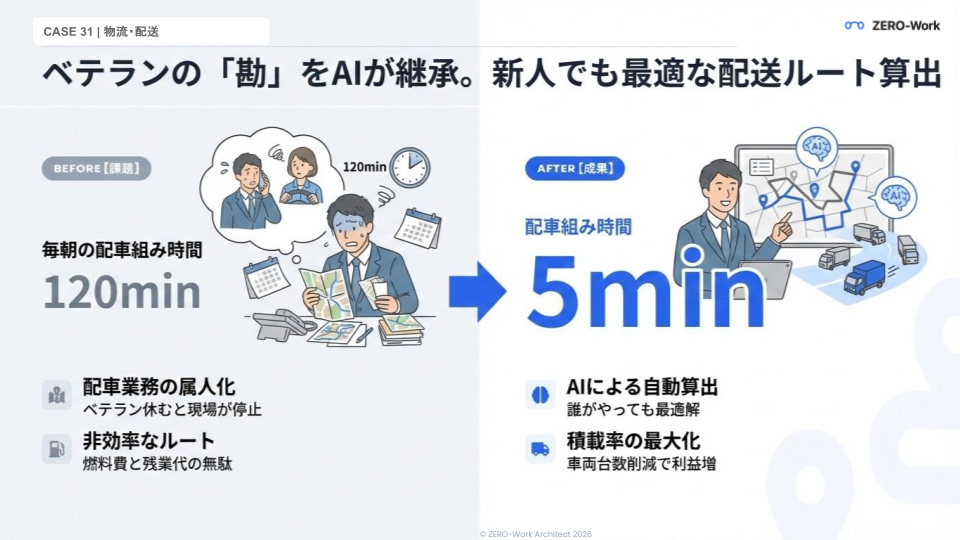 ベテランの配送ルート組みをAIが継承。新人でも最適配送
