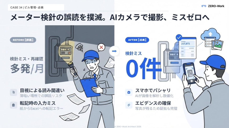 メーター検針をスマホで撮影するだけ。誤読・入力ミス撲滅