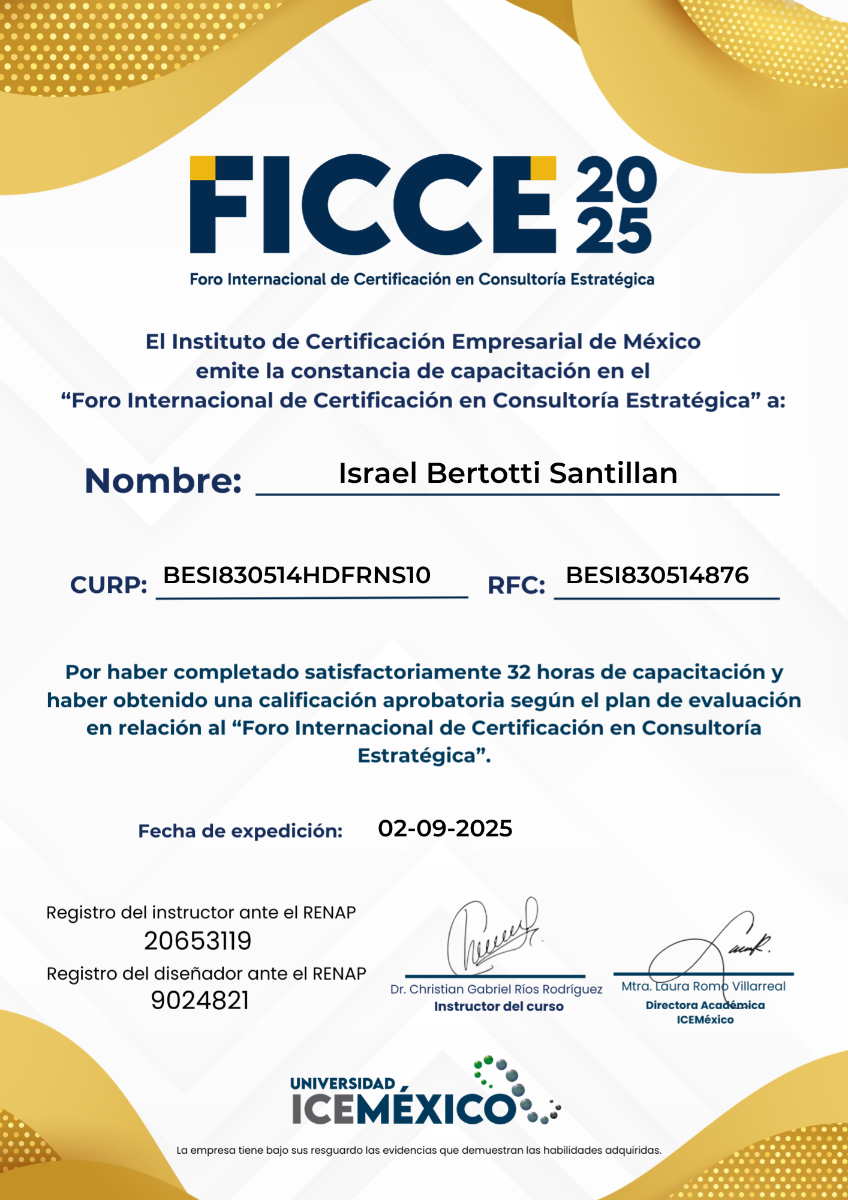Certificado EC0249 - Israel Bertotti Santillán - Consultor certificado en competencias financieras