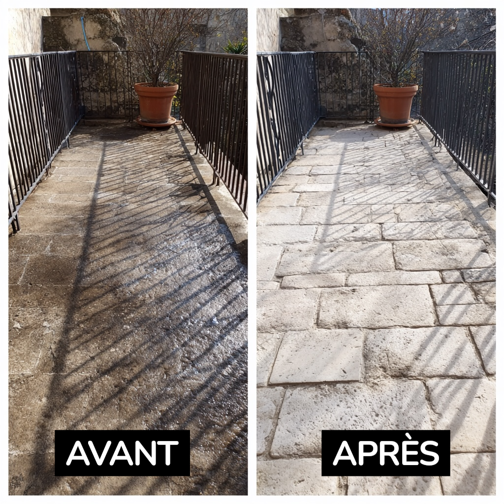 Avant/Après terrasse pierre