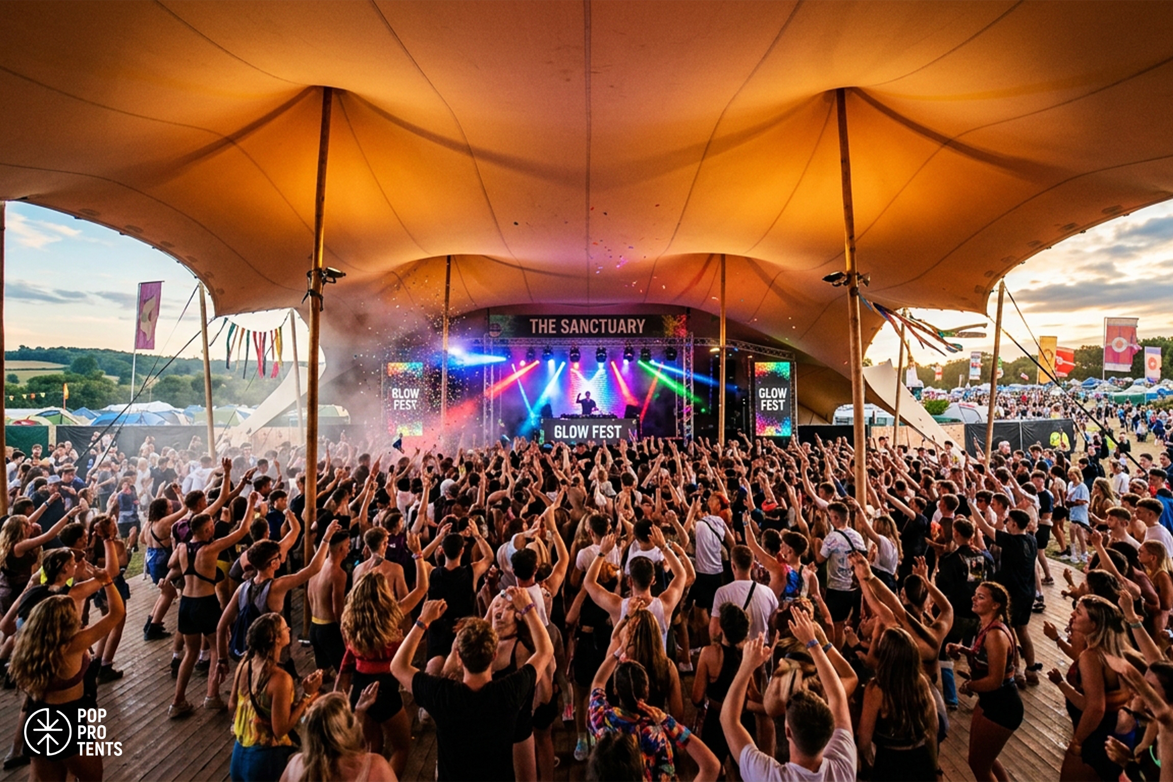 Music festival under large stretch tent