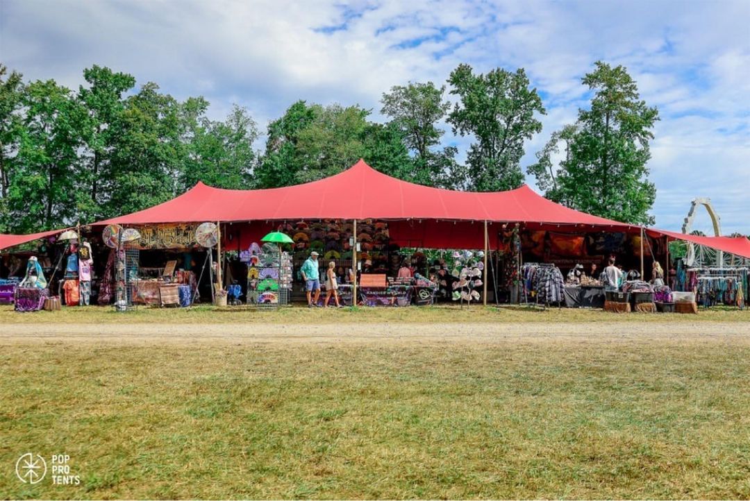 Outdoor culture festival with stretch tents