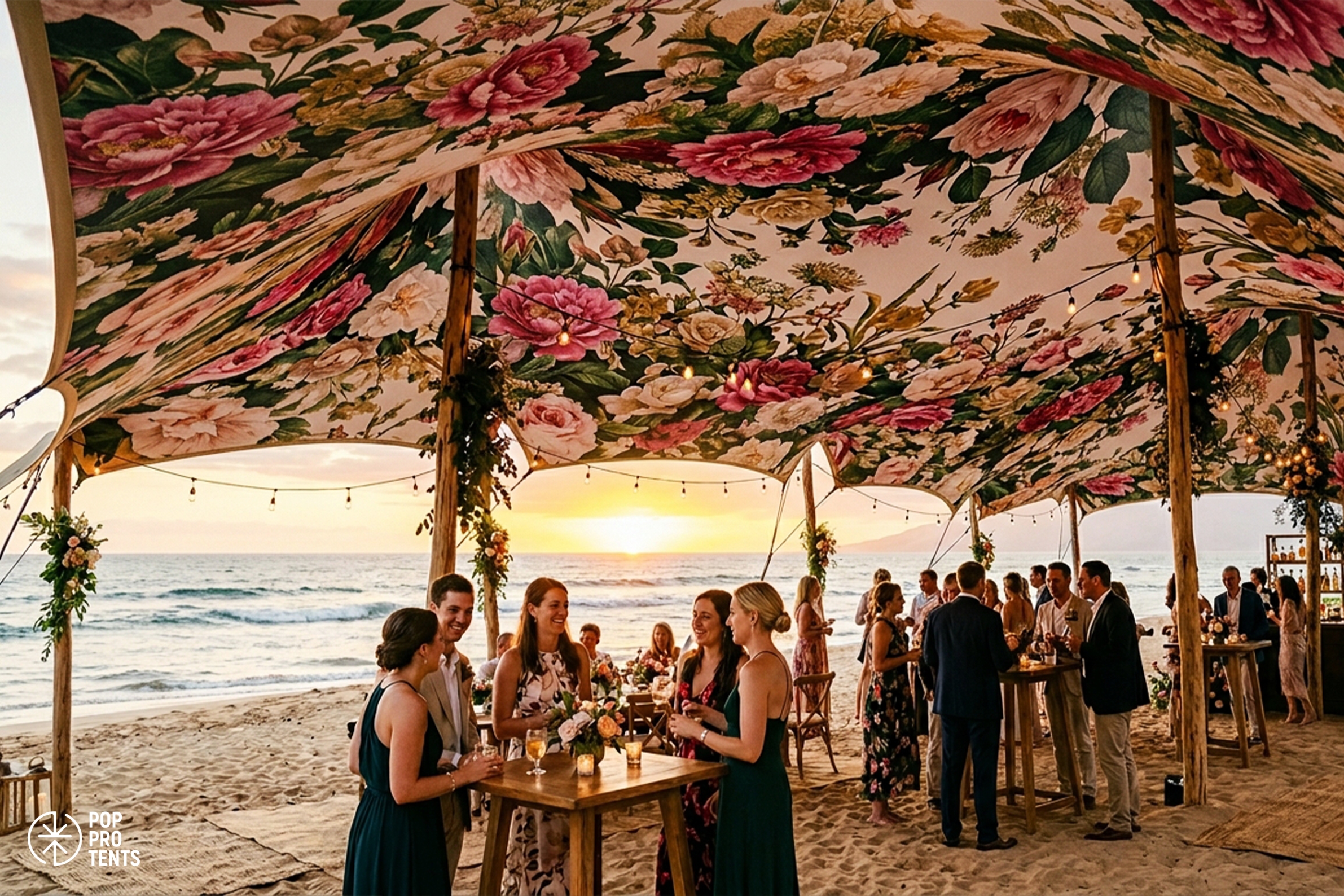 Printed stretch tent with landscape photography print