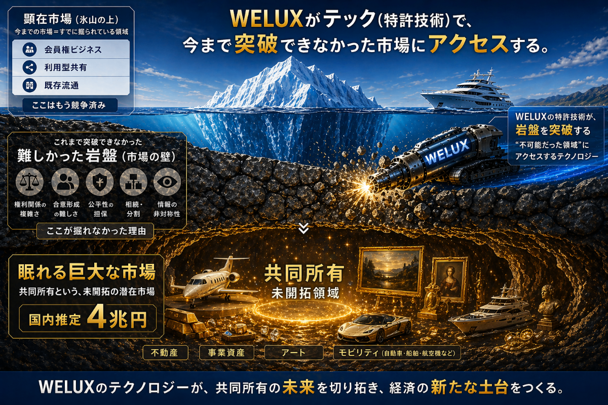 WeLux市場構造図:顕在市場と潜在市場(氷山モデル)