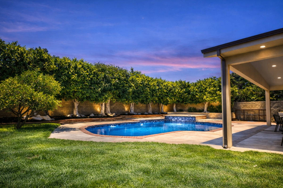 Backyard Pool at Twilight