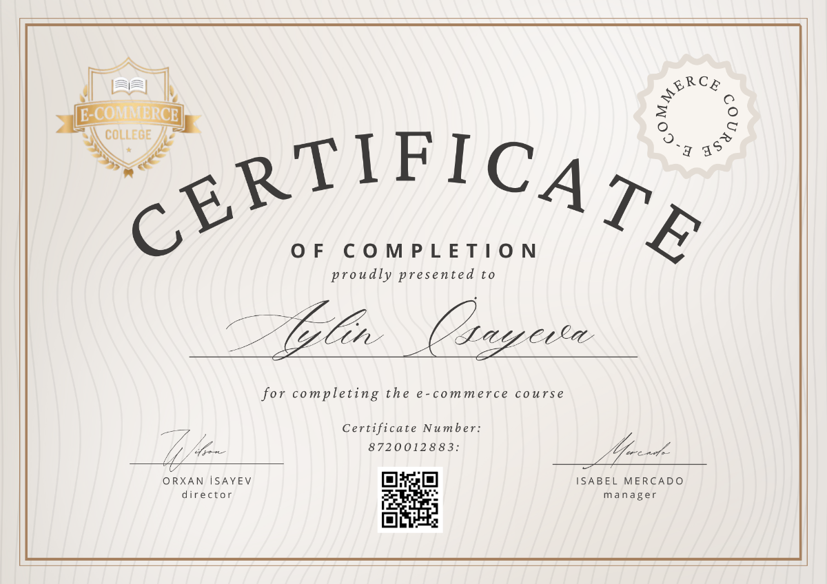 E-Commerce College Sertifika Örneği