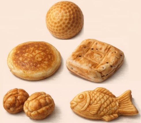 호두과자 / 붕어빵 / 호떡 / 오병이어빵 / 골프공빵