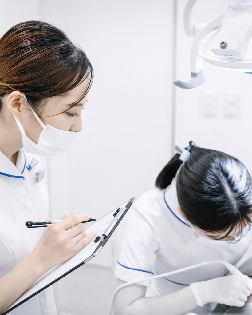 スタッフが現場で学びを共有している様子