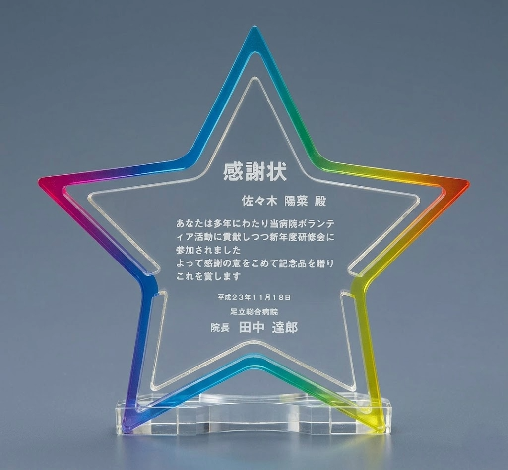セミーオーダーアクリル楯(スター型) CSH-006 3