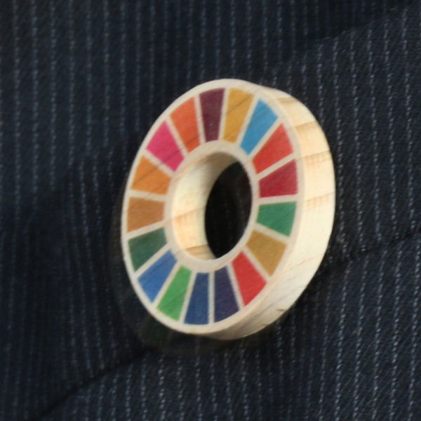 【名入れ無料】SDGsバッジ マグネット式 Φ30mm【ひのき】 1