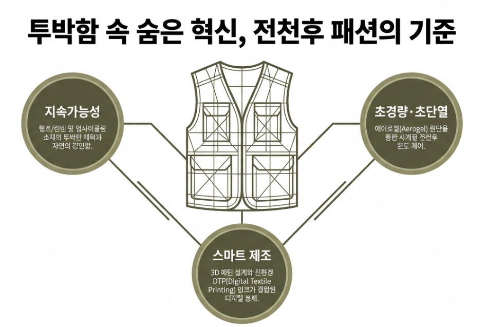 데이그린 소재기술 인포그래픽 - 지속가능성, 초경량 초단열, 스마트 제조
