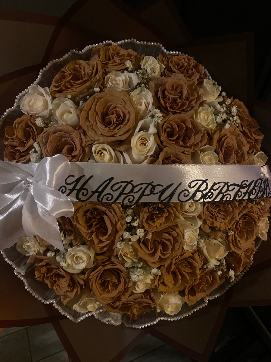 Happy Birthday Elegant Brown and Cream Rose Bouquet