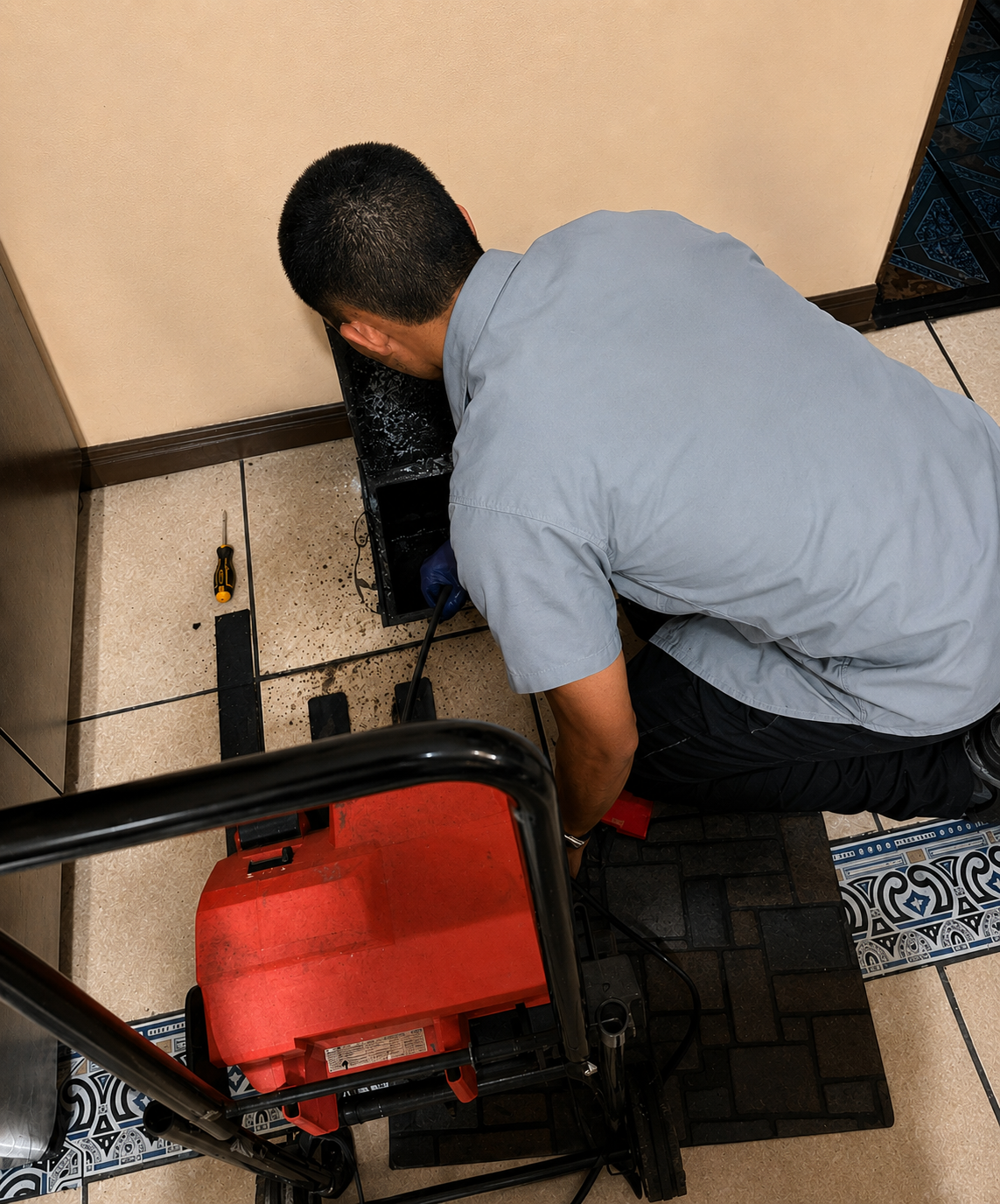 Técnicos profesionales de fontanería trabajando
