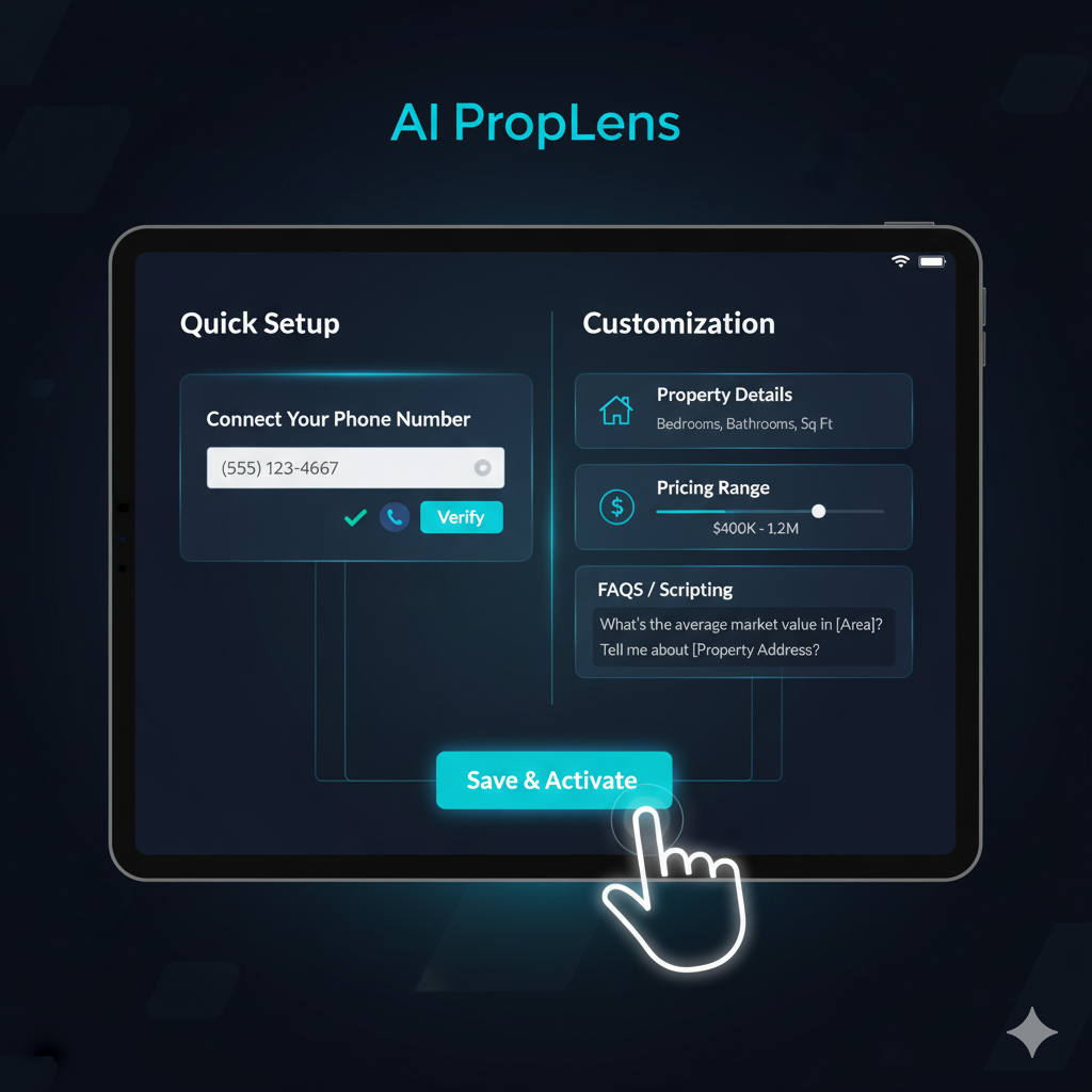AI PropLens setup dashboard