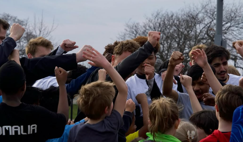 Buffalo youth playing soccer