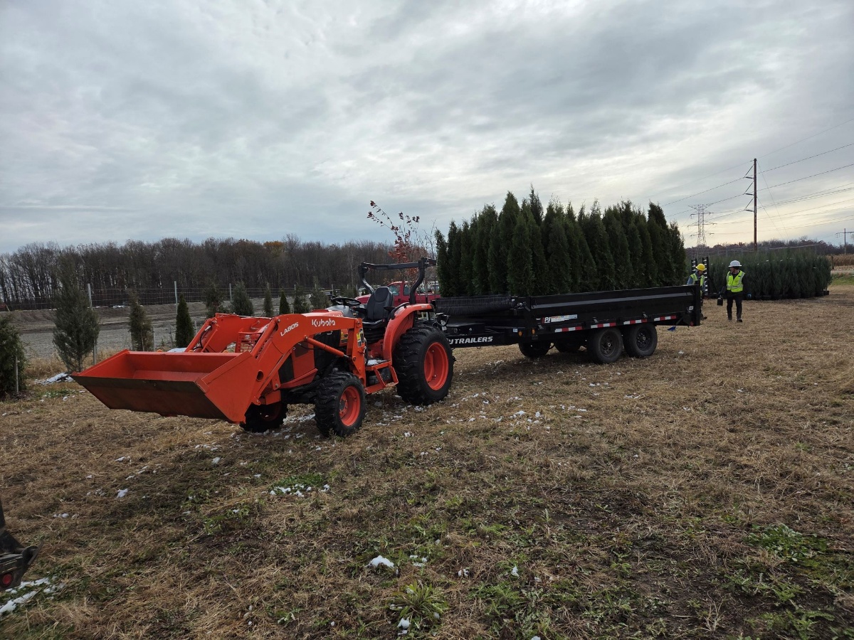 MM Outdoor Services tractor hauling trees