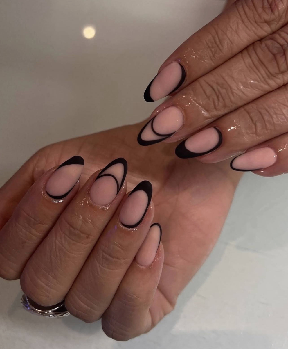 Black tipped nail design