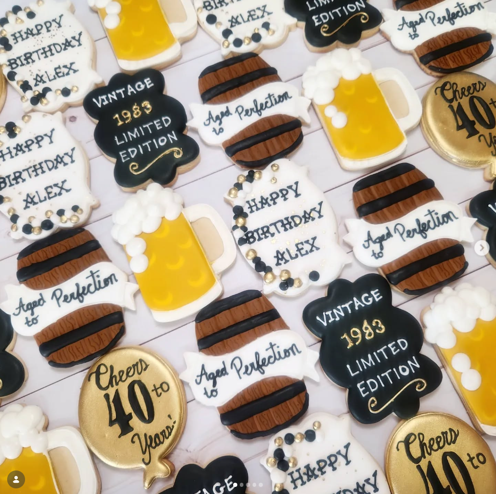 Aged Perfection 40th birthday cookies