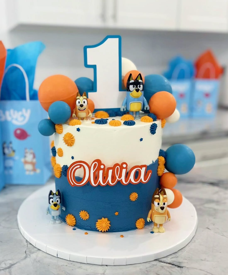 Bluey themed birthday cake