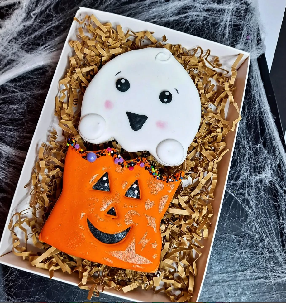 Halloween ghost and pumpkin cookie set