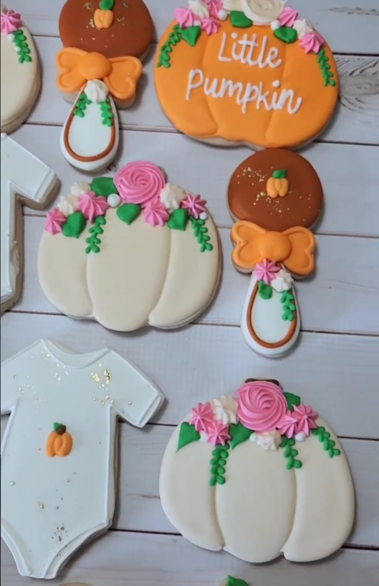 Fall themed baby shower cookies