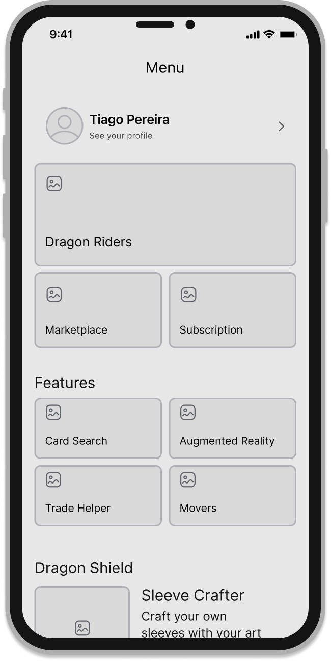 Menu wireframe version 2