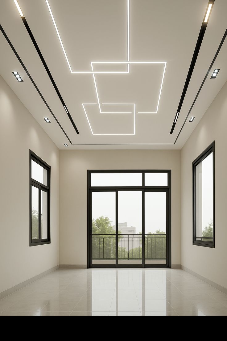 Modern plafond met inbouwspots